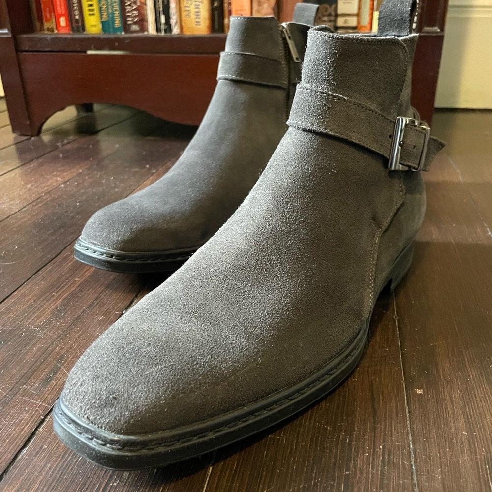 LIKE NEW Karl Lagerfeld Gray Suede Boots, US 10